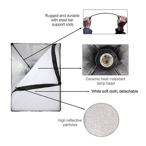 Kit d'éclairage Softbox pour studio photo, avec douille E27